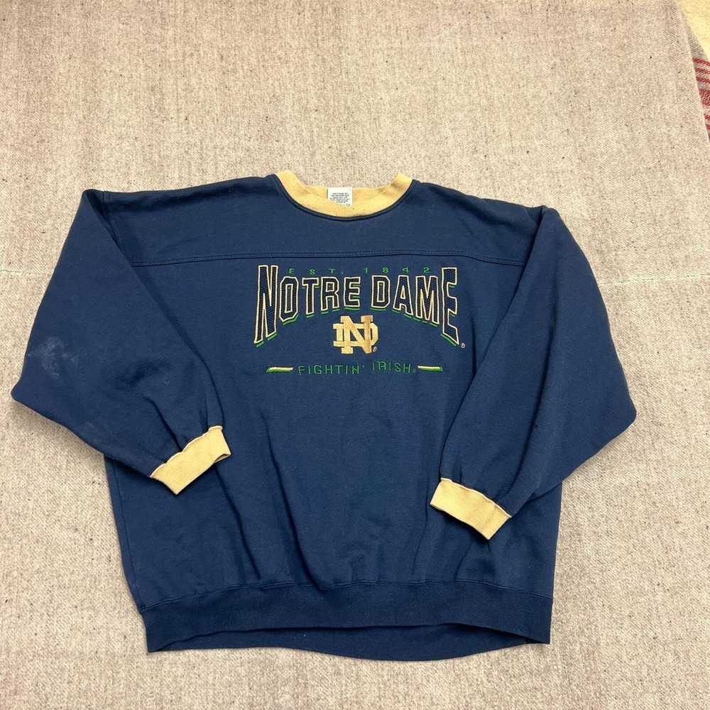 Vintage University Of Notre Dame Sweatshirt Men XXL Blue 1990s LEE Sport